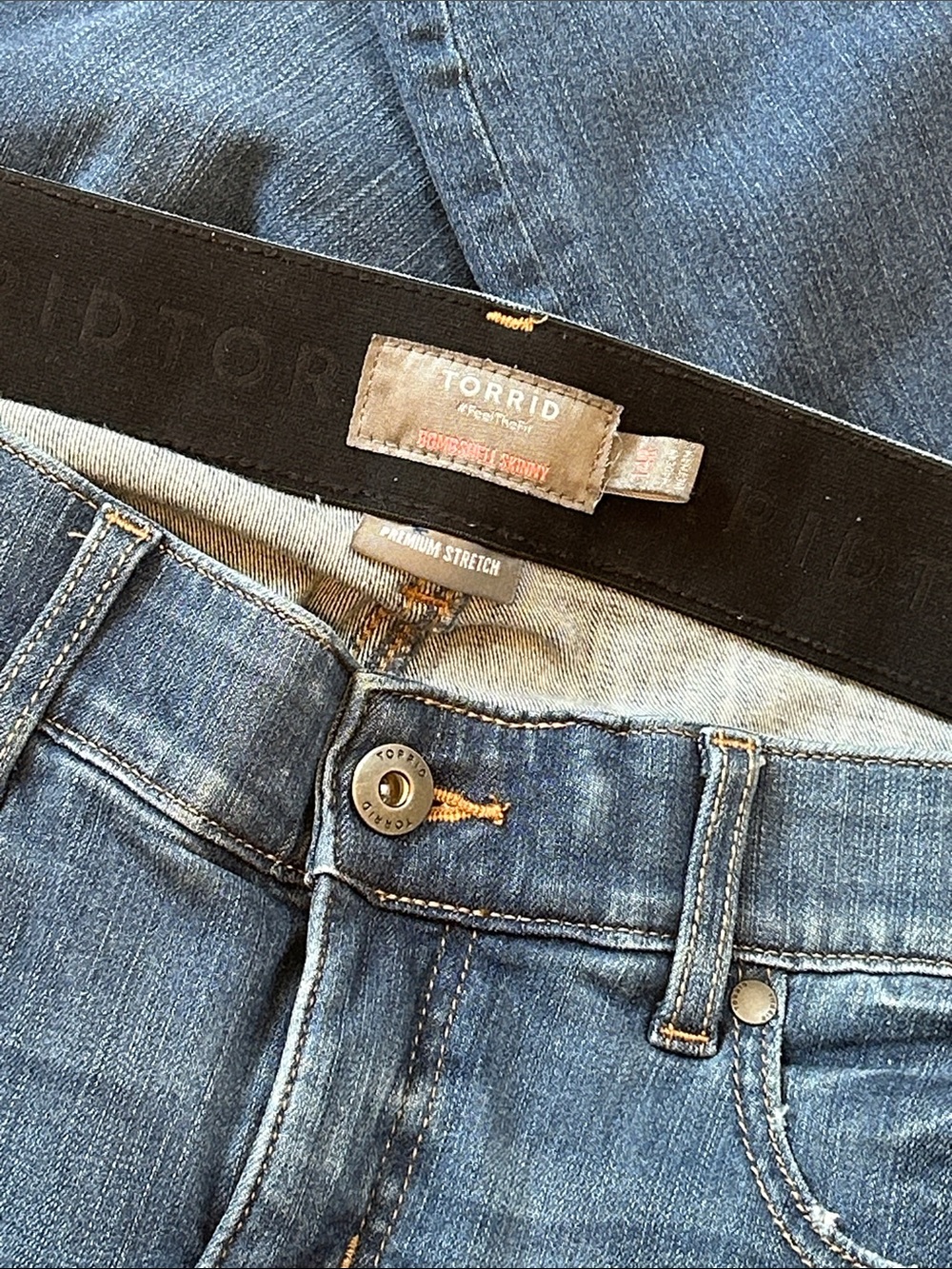 Torrid bombshell skinny.  Premium denim. Medium wash. Excellent condition.